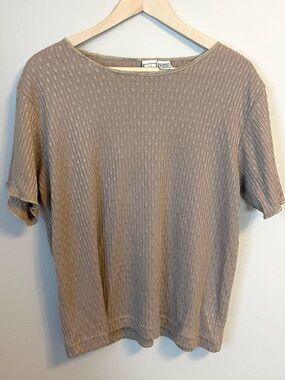 Boundary Waters - Ribbed Short Sleeve Tee in Taupe - Size L